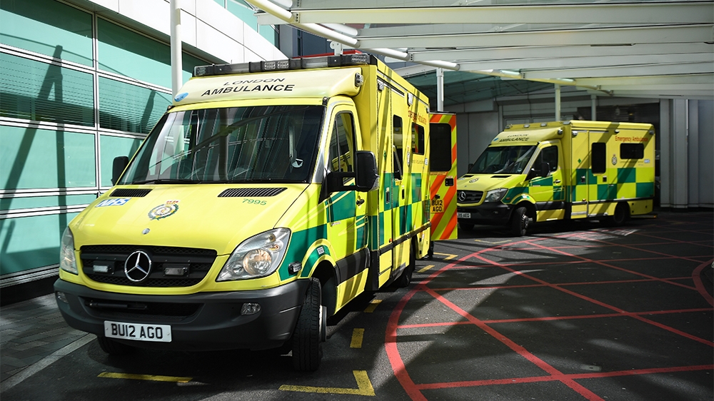 Ambulances outside an NHS centre in London, Britain, 23 March 2020. The NHS is expecting a peak in Coronavirus cases soon, so much so that they will soon be faced with whose life to save. EPA-EFE/ANDY