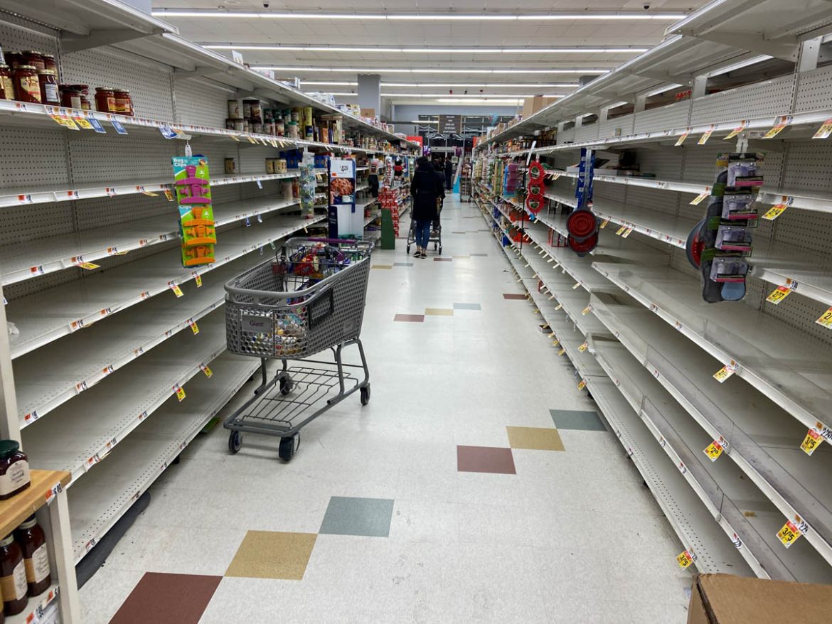 Household provisions are seeing in depleted quantities with nearly empty shelves at a department store in Washington, D.C., March 15, 2020. REUTERS/Gavino Garay - RC2TKF9WJS26