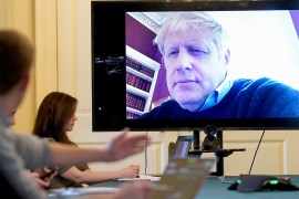 In this handout photo provided by Number 10 Downing Street, Britain''s Prime Minister Boris Johnson chairs the morning Covid-19 Meeting remotely after self isolating after testing positive for the coro