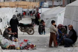 Internally displaced Syrians are seen in an IDP camp located in Idlib