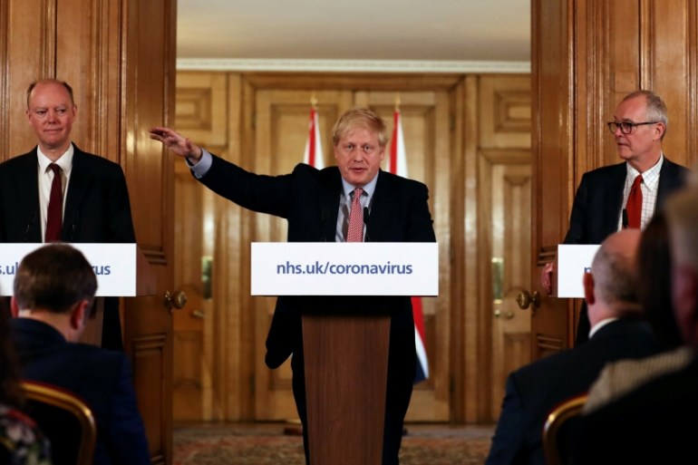British PM Johnson addresses coronavirus outbreak at Downing Street in London