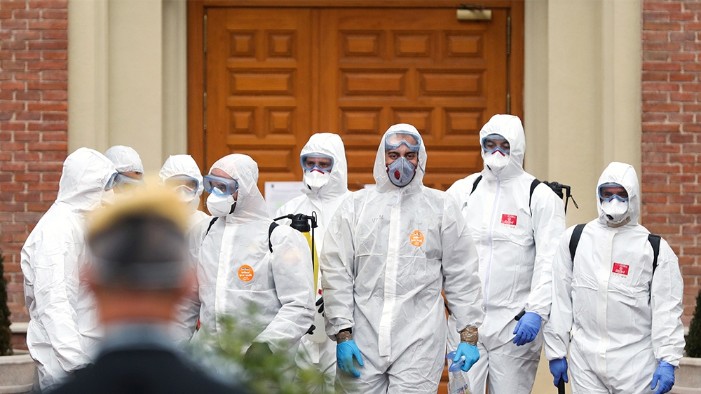 Members of the Military Emergency Unit (UME) leave an elderly home after carrying out disinfection procedures during the coronavirus disease (COVID-19) outbreak in Madrid, Spain March 23, 2020. REUTER