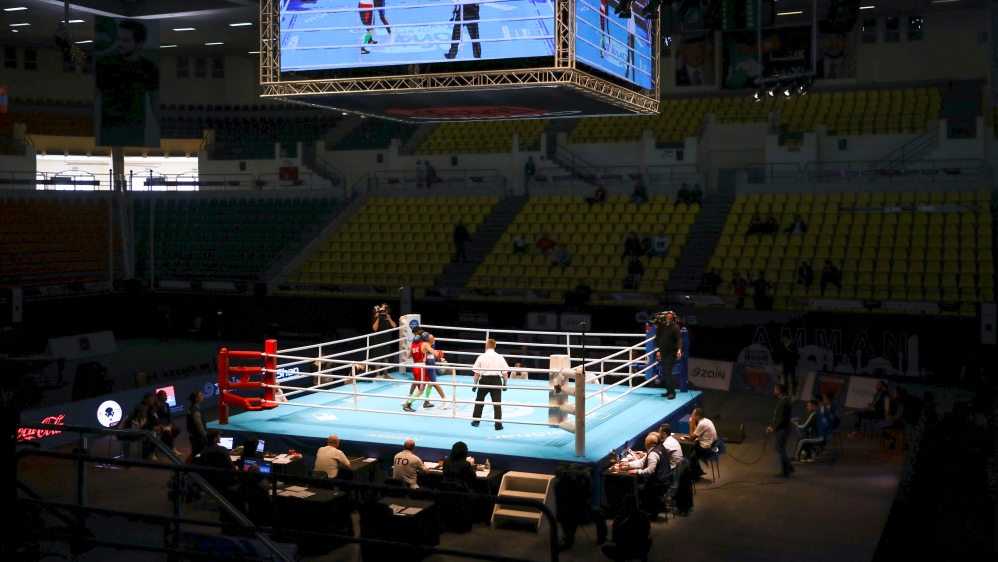 General view of the hall during Asia and Oceania boxing qualifiers for Tokyo 2020 Olympics at the Prince Hamzah Hall in Amman