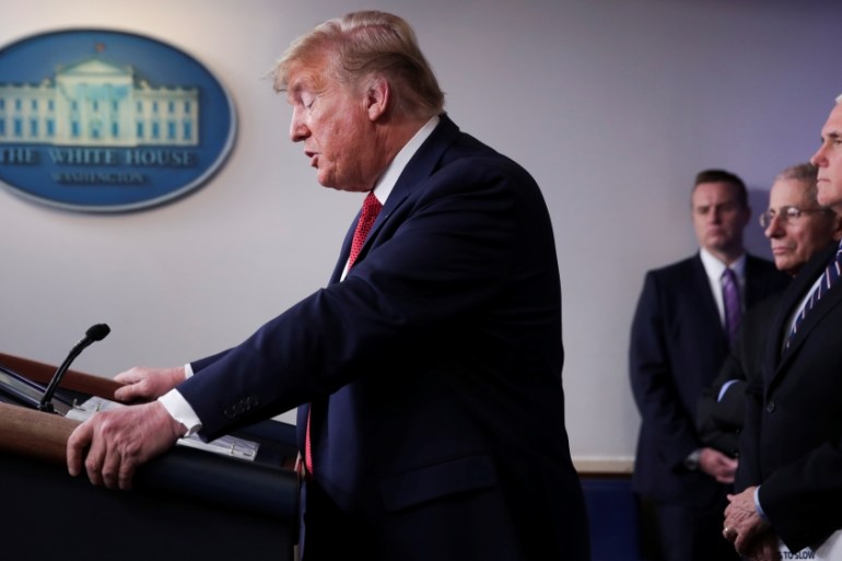 U.S. President Trump leads daily coronavirus briefing at the White House in Washington