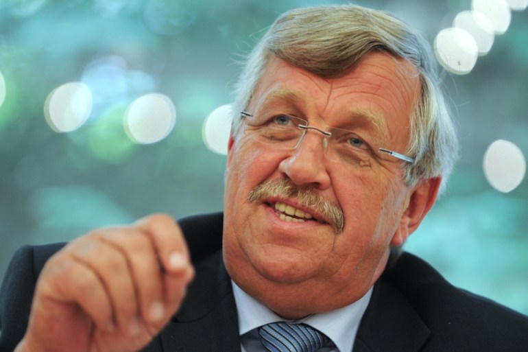 Picture taken on February 25, 2012 in Kassel, western Germany, shows the administrative chief of the western city of Kassel Walter Luebcke (CDU). German federal prosecutors said on June 17, 2019 they
