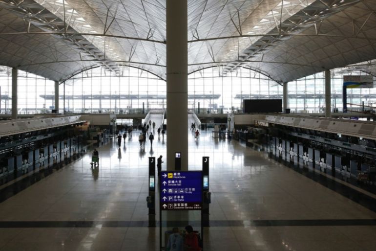 Hong Kong airport is deserted