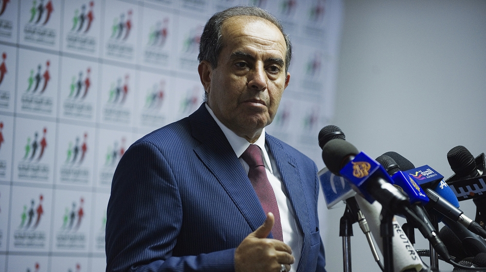 National Forces Alliance leader Mahmud Jibril gives a press a conference at the Alliance headquarters in Tripoli, on July 8, 2012. Liberals claimed an early lead today in vote counting