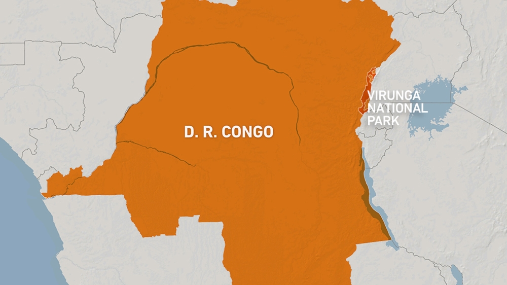Map of Virunga National Park, Democratic Republic of Congo