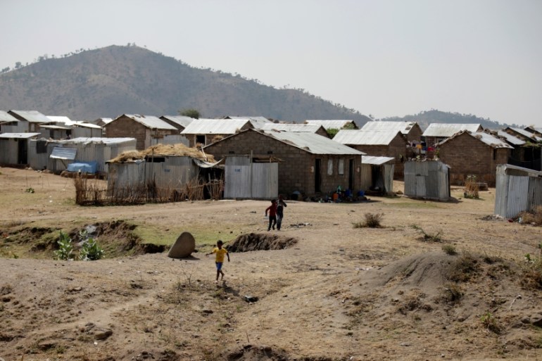 Eritrean refugee children play within Hitsats refugee camp in Tigrai region