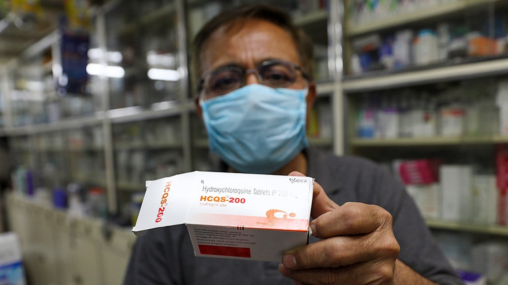 A chemist displays hydroxychloroquine tablets in New Delhi, India, Thursday, April 9, 2020. Amidst concerns over domestic shortage, India has lifted the ban on some drug exports including hydroxychlor