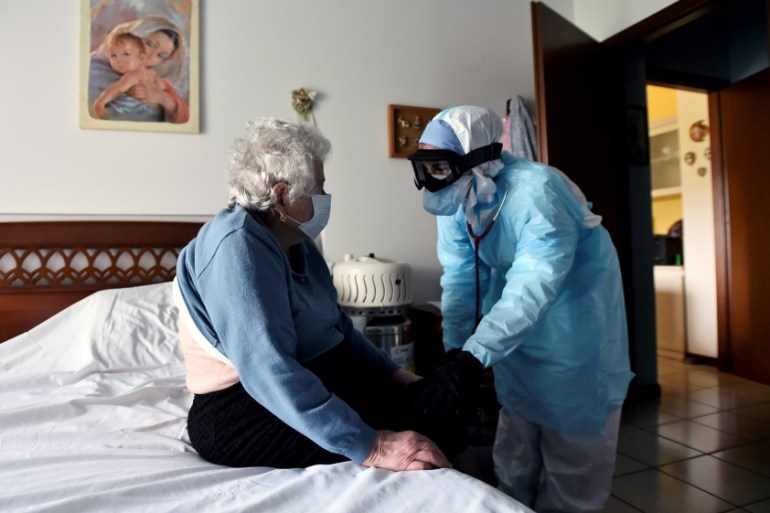 Doctors visit patients at home amid the coronavirus disease (COVID-19) outbreak in Bergamo