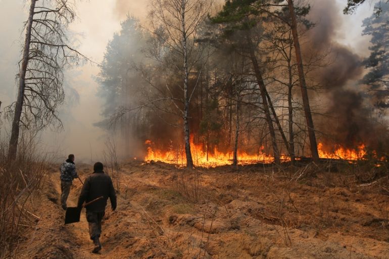 Forest fire in Ukraine''s Ragovka