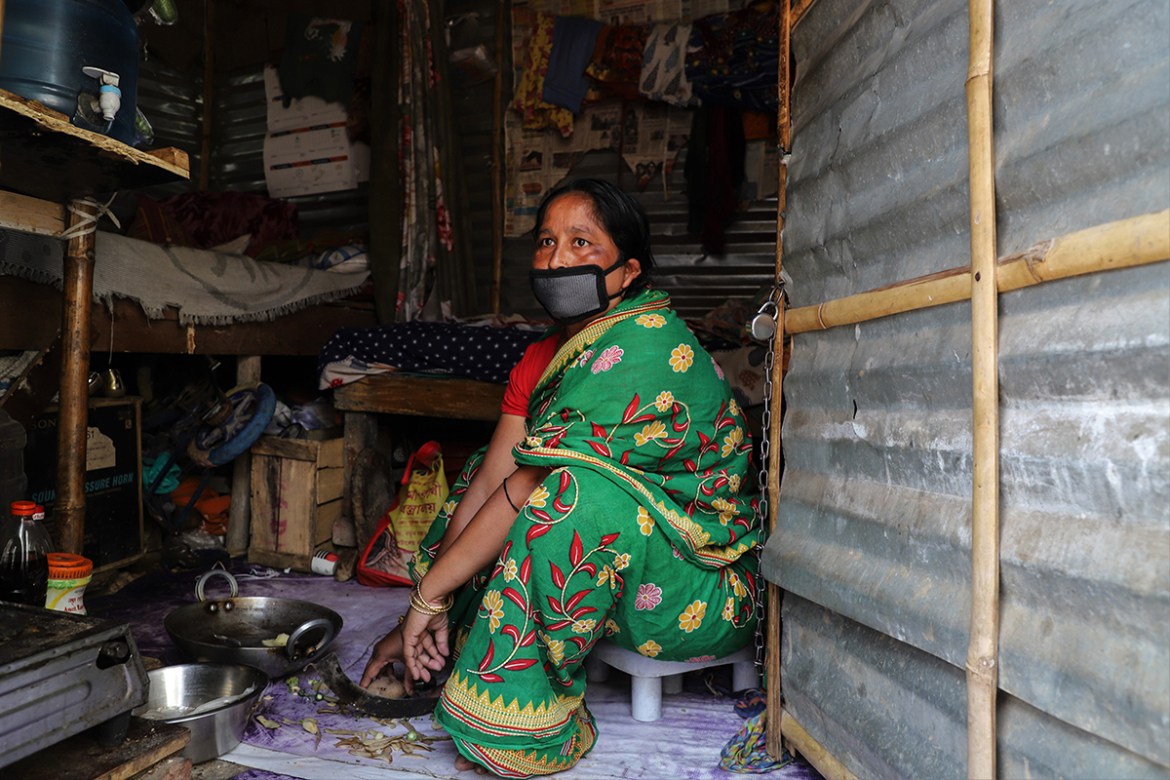 Sofia Begum, 39, who lives alone in one of the shanties in Gurugram reveals the biggest challenge for her is to send money to her children back home and she more often than not suffer from illness. I