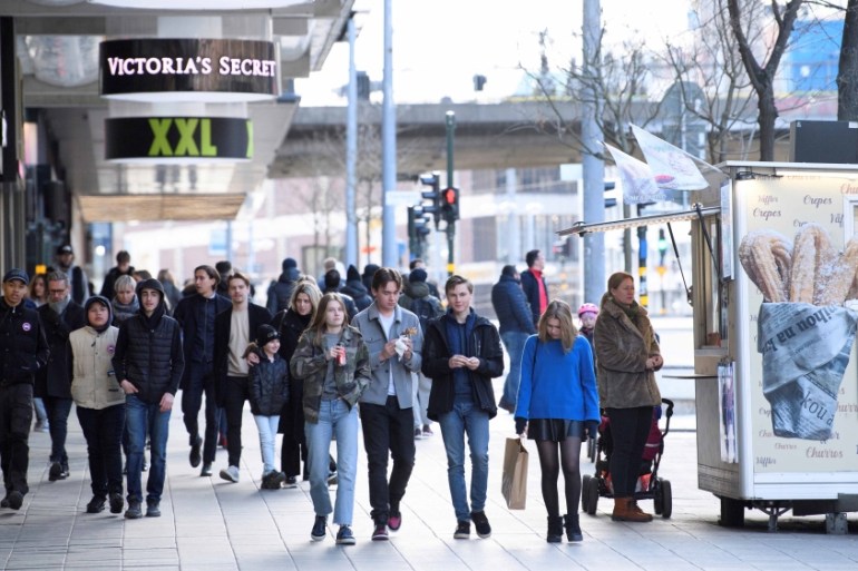 People walk in Stockholm