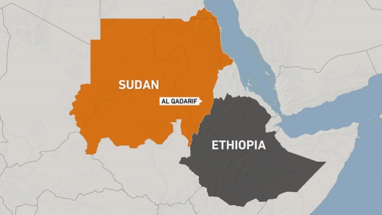 Map of Sudan and Ethiopia