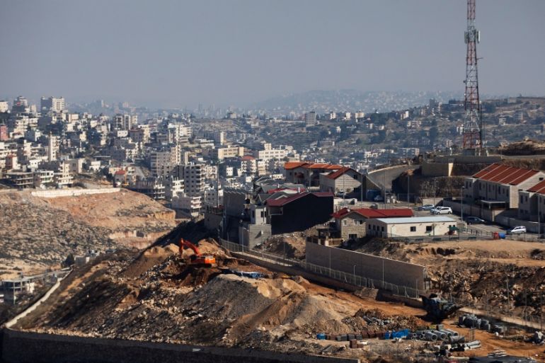 A general view picture shows a construction site in the Israeli settlement of Efrat in the Gush Etzion settlement block in the Israeli-occupied West Bank