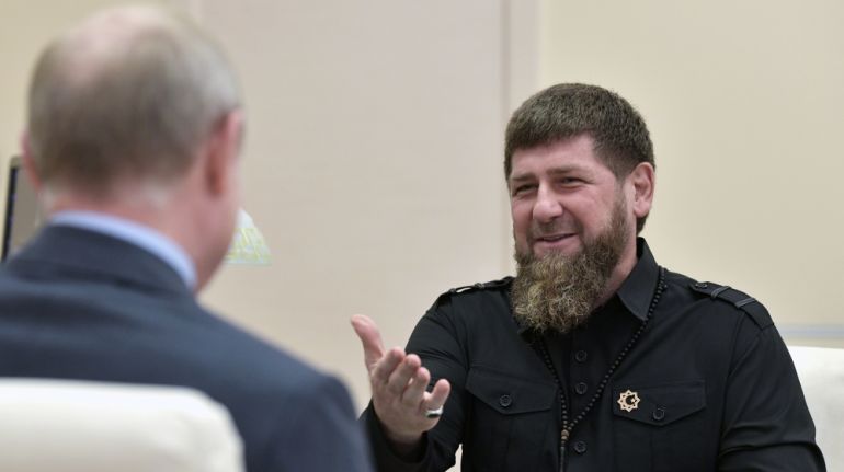 Head of the Chechen Republic Kadyrov meets with Russia''s President Putin near Moscow