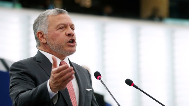 King of Jordan Abdullah II addresses the European Parliament in Strasbourg