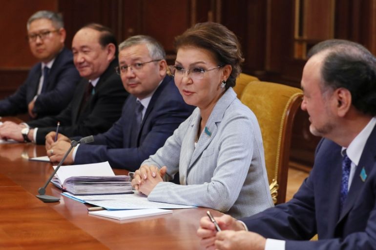Kazakhstan''s Senate Chairwoman Nazarbayeva meets with Russia''s Prime Minister Medvedev outside Moscow