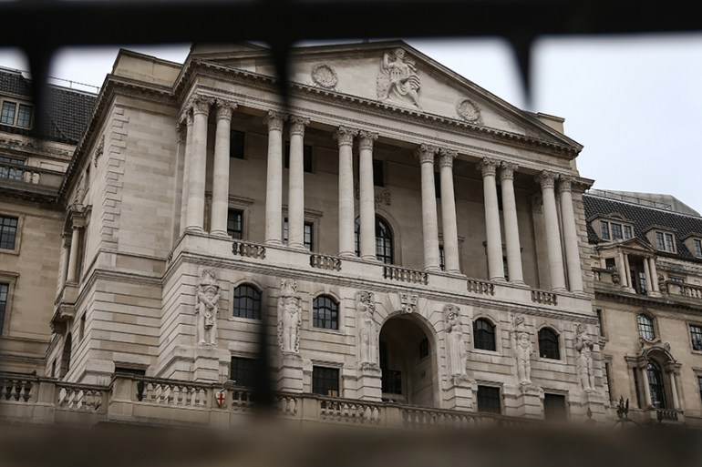 LONDON, ENGLAND - APRIL 18: General view of the Bank of England on April 18, 2020 in London, England. In a press conference on Thursday, First Secretary of State Dominic Raab announced that the lockdo