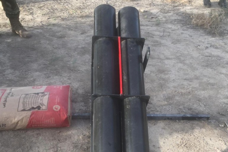 A katyusha rocket launcher found by the Iraqi Army, is seen in a rural area in western Baghdad, in this picture provided by Iraqi Media Security Cell