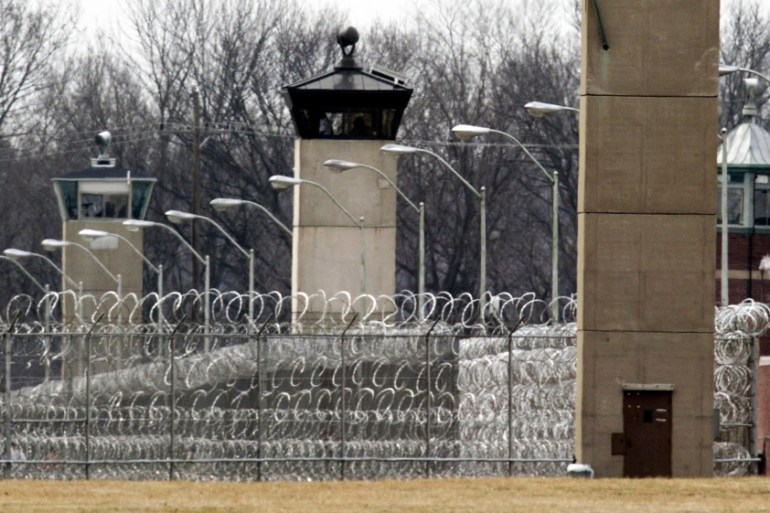 In this March 17, 2003 file photo, guard towers and razor wire ring the compound at the U.S. Penitentiary in Terre Haute, Ind., the site of the last federal execution. Democratic presidential candidat
