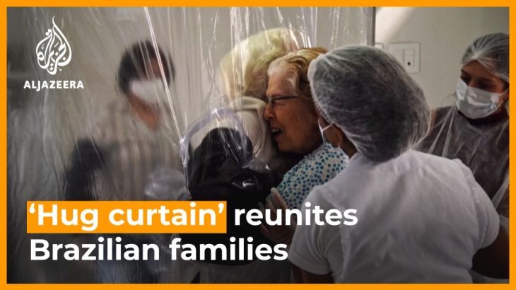 ‘Hug curtain’ reunites Brazilian families amid pandemic