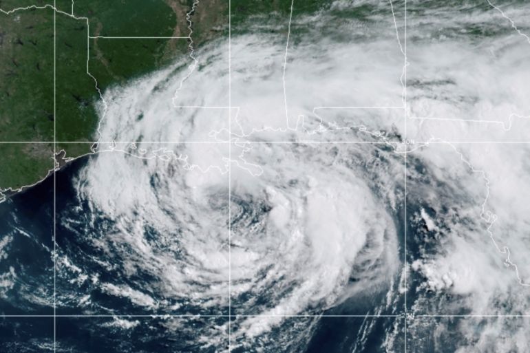 Tropical Storm Cristobal is seen on a northern track over the Gulf of Mexico in a satellite image