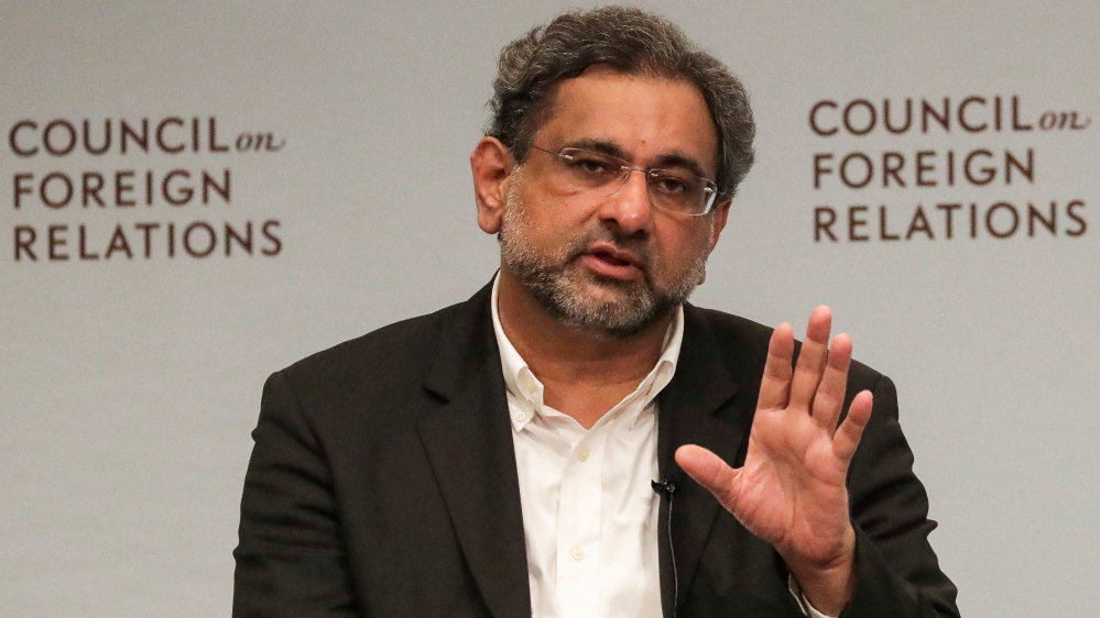 Pakistani Prime Minister Shahid Khaqan Abbasi attends a panel discussion with the Council on Foreign Relations in Manhattan, New York