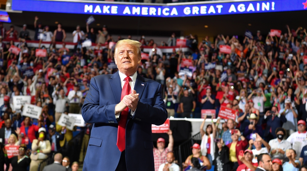 US President Donald Trump arrives for a campaign rally at the BOK Center on June 20, 2020 in Tulsa, Oklahoma. Hundreds of supporters lined up early for Donald Trump's first political rally in months, 