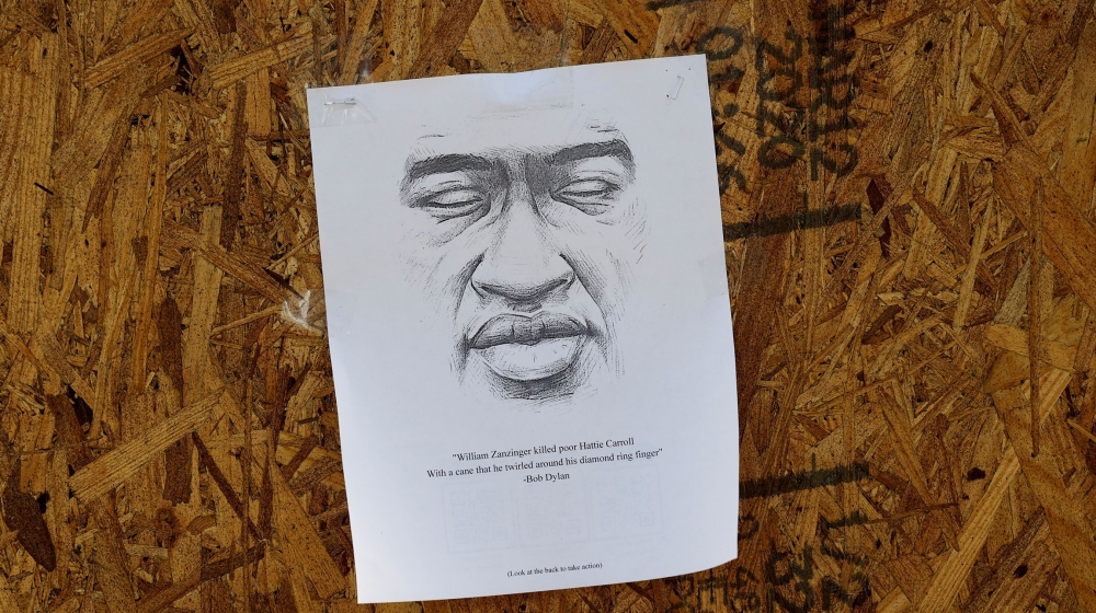 A picture of George Floyd is posted on a boarded-up window, following national protests against his death in Minneapolis police custody, near the White House in Washington, D.C., U.S., June 1, 2020. R