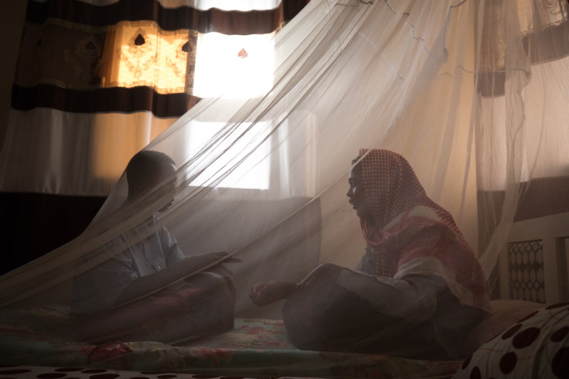 Two children play in a shelter for unaccompanied victims of trafficking in Bosasso, Puntland. Young and gullible, they fell for the trafficker’s promise to take them to Dubai to find jobs. “The man