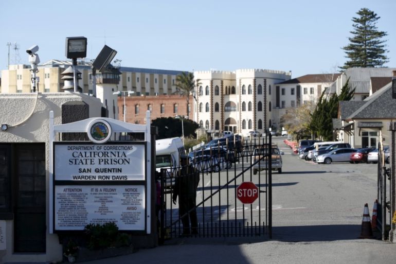 A view of the San Quentin State Prison is seen at the gate during a media tour of California''s Death Row in San Quentin, California