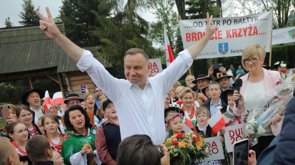 Polish President Andrzej Duda meets Highlanders during his election rally in Zakopane