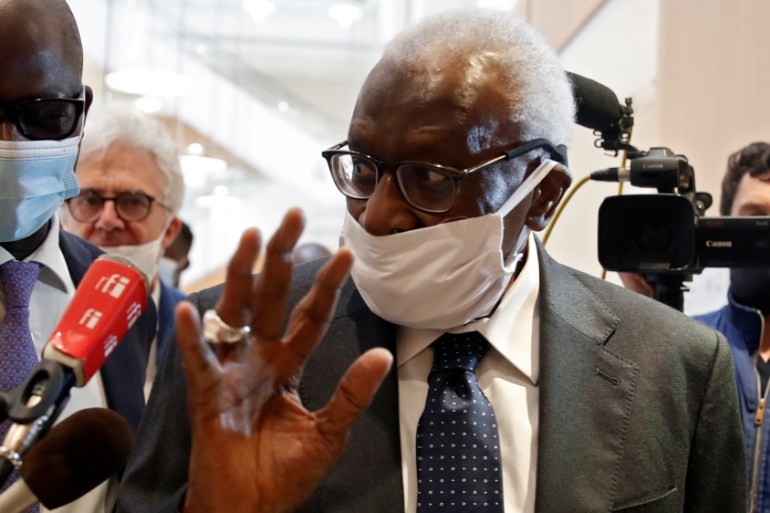 Former IAAF President Lamine Diack attends trial in Paris