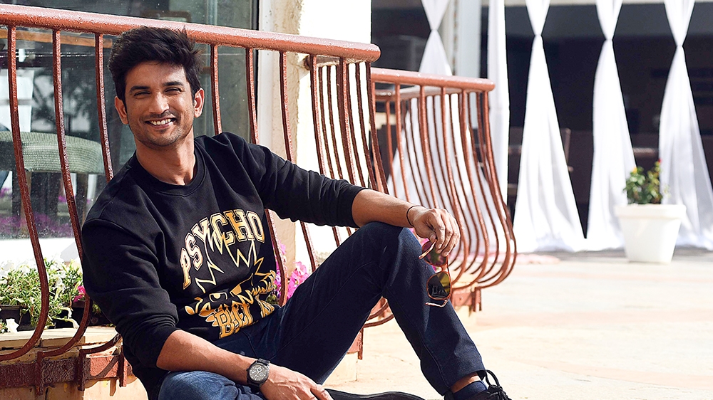 Indian Bollywood actor Sushant Singh Rajput poses for a picture during the promotion of the upcoming Hindi film 