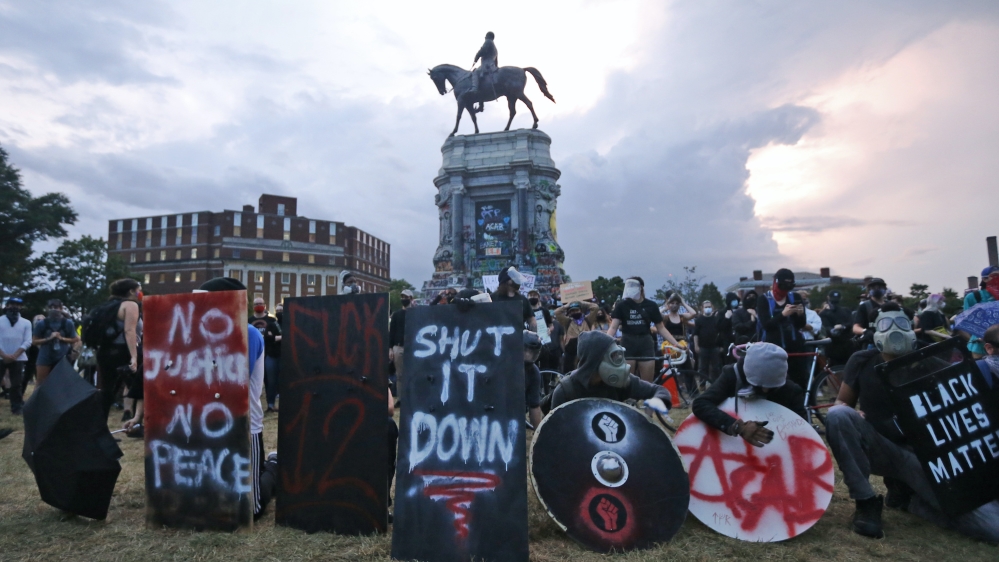 Confederate statue protest US AP photo