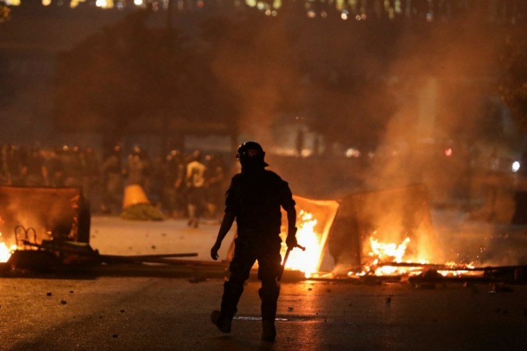 A member of the Lebanese riot police in Beirut