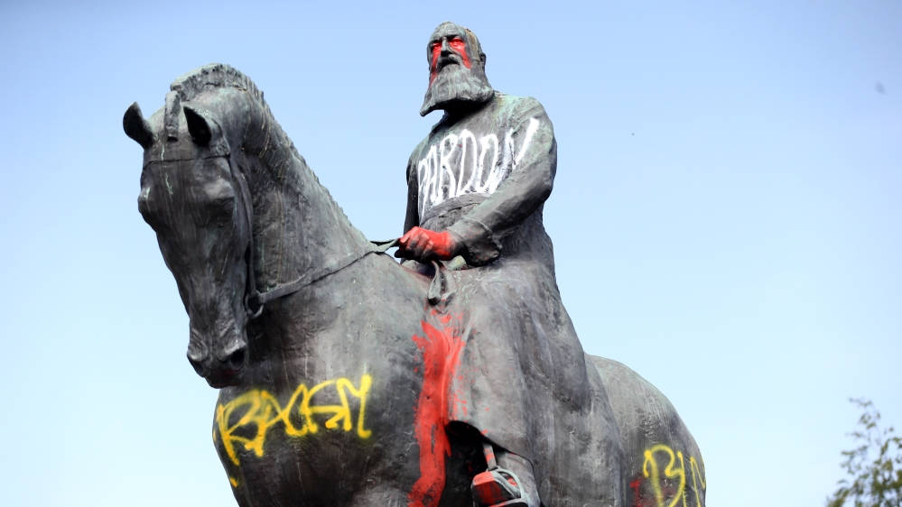 Statue of Belgian King Leopold II defaced in Brussels