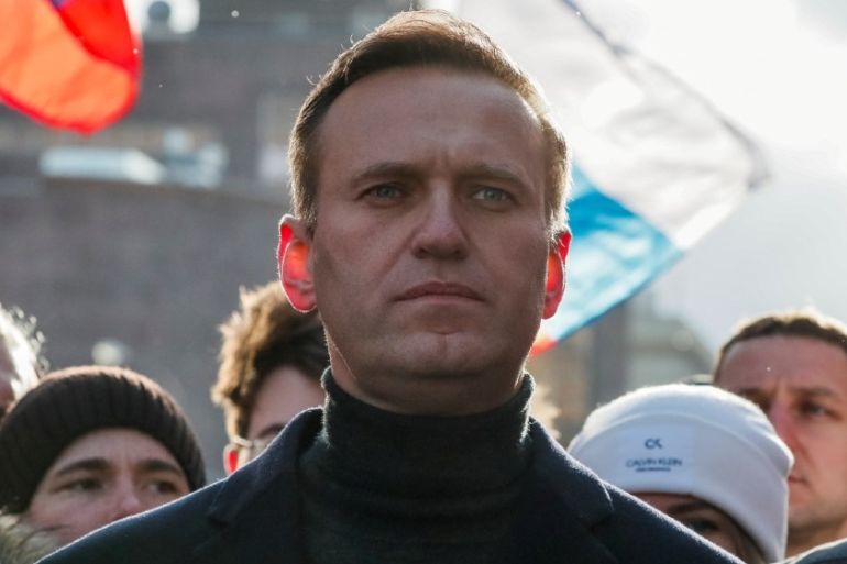 FILE PHOTO: Russian opposition politician Alexei Navalny takes part in a rally to mark the 5th anniversary of opposition politician Boris Nemtsov''s murder and to protest against