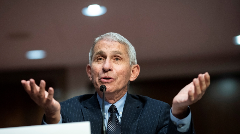 Anthony Fauci, director of the National Institute of Allergy and Infectious Diseases, speaks during a Senate Health, Education, Labor and Pensions Committee hearing on efforts to get back to work and 