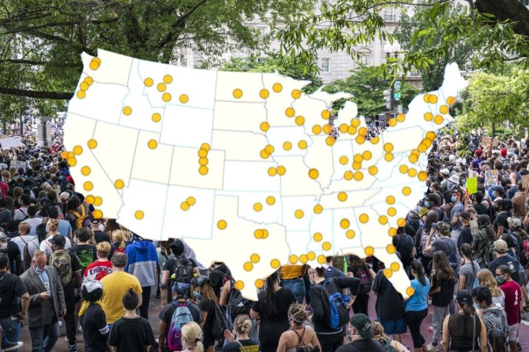Mapping US cities where George Floyd protests have erupted