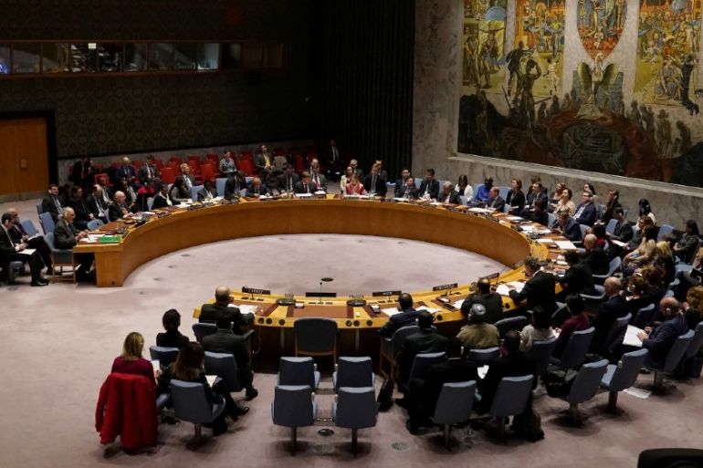 FILE PHOTO: The United Nations Security Council meets about the situation in Syria at United Nations Headquarters in the Manhattan borough of New York City, New York, U.S.,