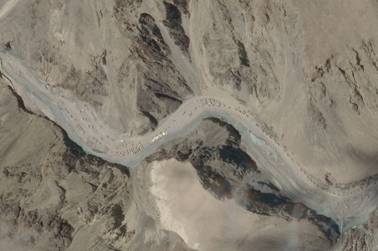 A satellite image taken over Galwan Valley in Ladakh, India, parts of which are contested with China, June 16, 2020, in this handout obtained from Planet Labs. Picture taken June 16, 2020. Mandatory