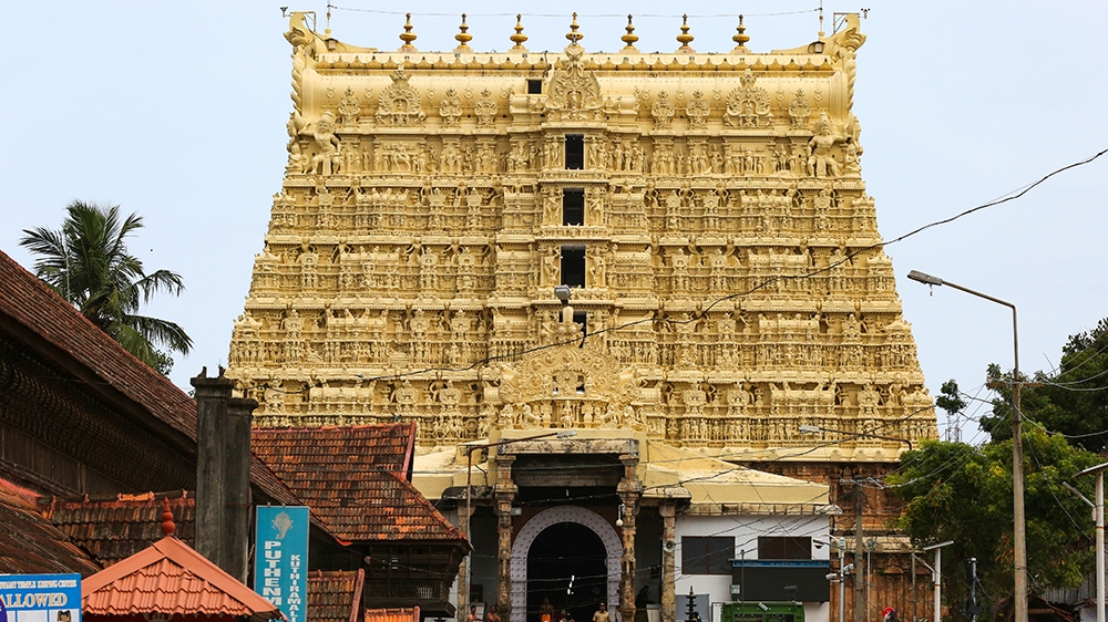 The historic Sree Padmanabhaswamy Temple in Thiruvananthapuram (Trivandrum), Kerala, India. The temple which is more than 260 years old recently came into the spotlight after gold coins and precious s