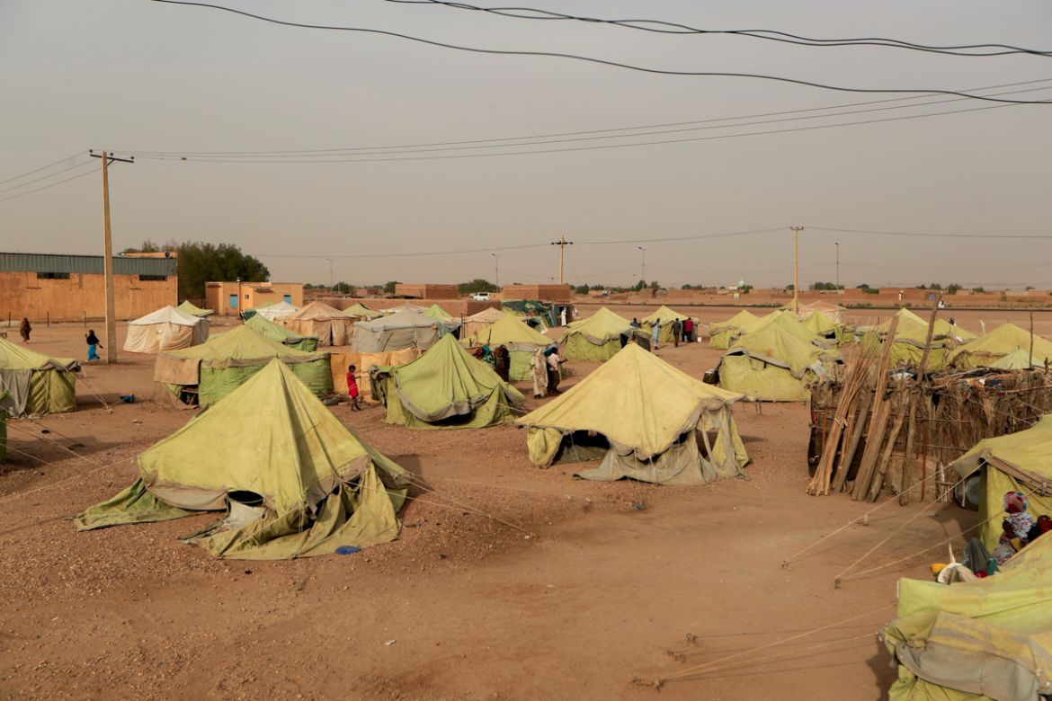 Tents that belong to people who were displaced from their homes when the Nile river overflowed in September 2019, stand together in Wad Ramli, Sudan, February 19, 2020. REUTERS/Zohra Bensemra SEAR