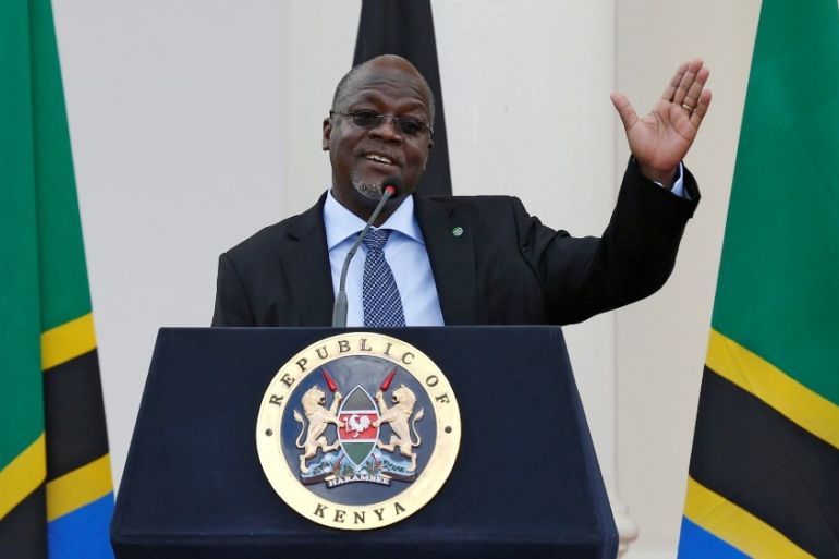 Tanzania''s President Magufuli addresses a news conference during his official visit to Nairobi
