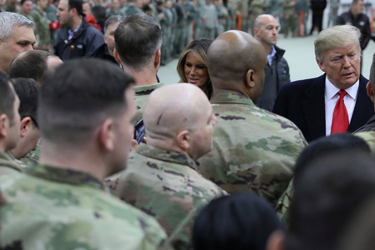 Trump greets US troops in Germany