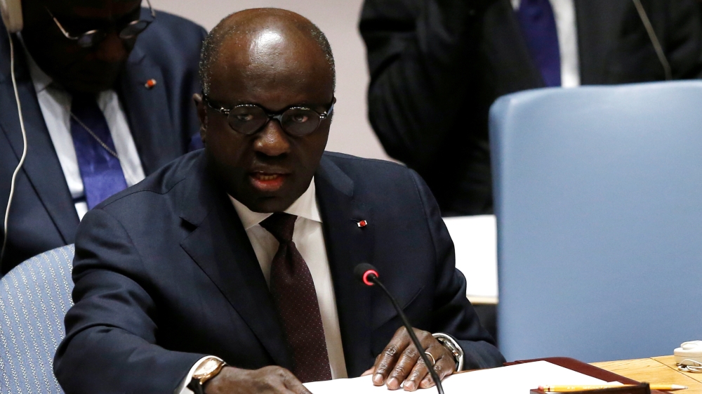 Ivory Coast's Foreign Affairs Minister Amon Tanoh speaks during a meeting of the United Nations Security Council in New York