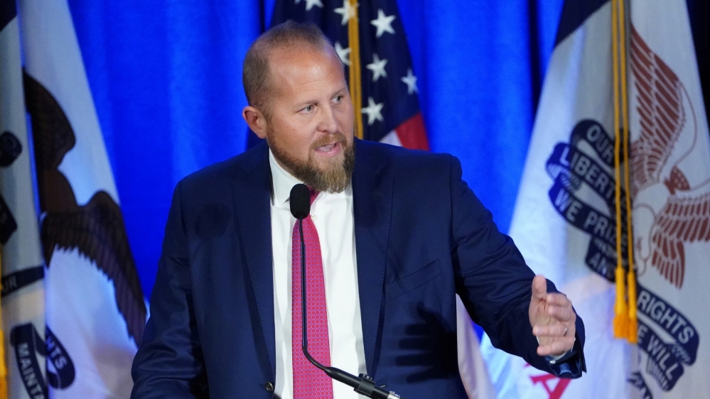 FILE PHOTO: Brad Parscale speaks at a press conference in Des Moines